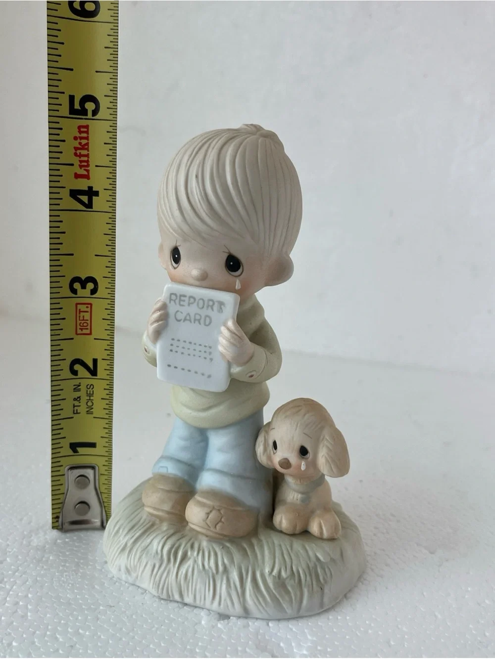 Enesco White Porcelain Figurine Base with Jonathan David Marking signature